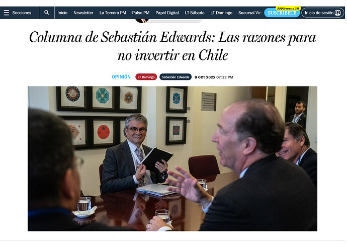 Columna de Sebastián Edwards Las razones para no invertir en Chile - La Tercera