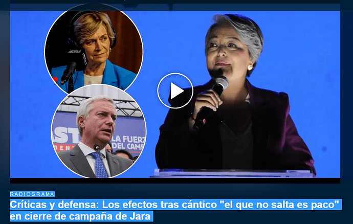 Críticas y defensa Los efectos tras cántico el que no salta es paco en cierre de campaña de Jara