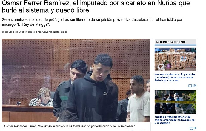 Osmar Ferrer Ramírez el imputado por sicariato en Ñuñoa que burló al sistema y quedó libre